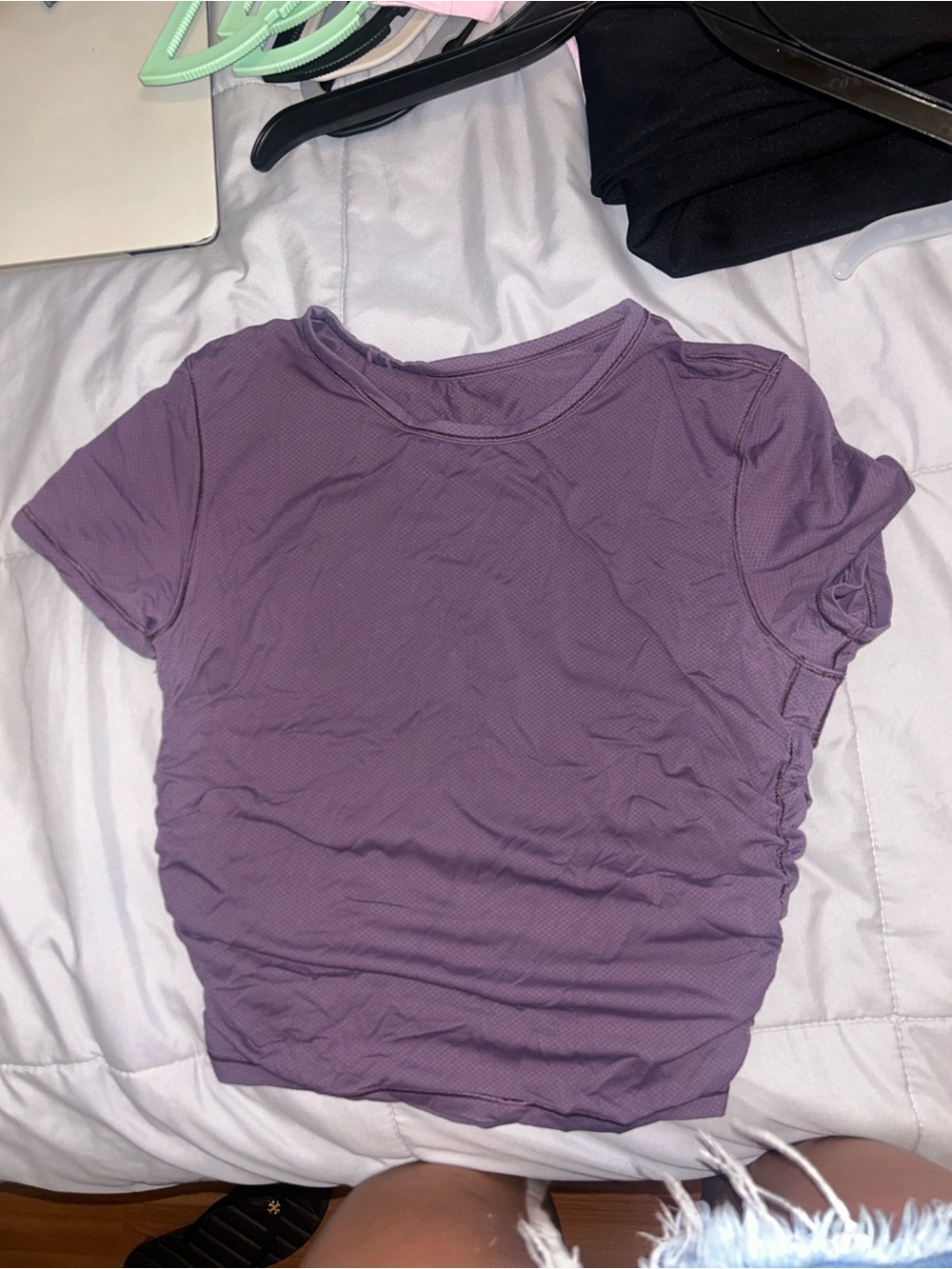 lululemon athletica Lavender Short-Sleeve Ruched Crop Top - Women